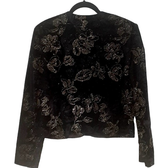 Vintage Norton McNaughton Black and Gold Velvet Jacket Holiday New Year's Eve - Picture 3 of 4